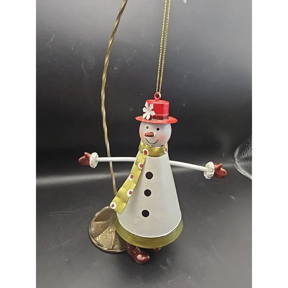 Snowman Metal Hanging‎ Christmas Ornament Red, White, Green